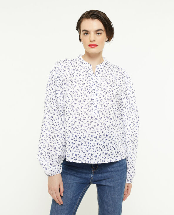 Blouse manches ballons motif fleurs blanc - Pimkie