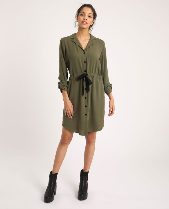 Robe ceinturée taupe - Pimkie