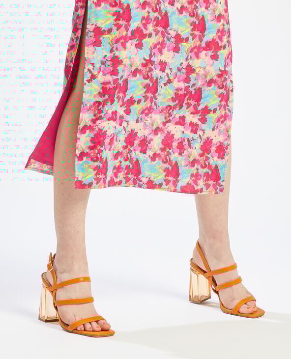 Robe longue motif fantaisie rouge - Pimkie
