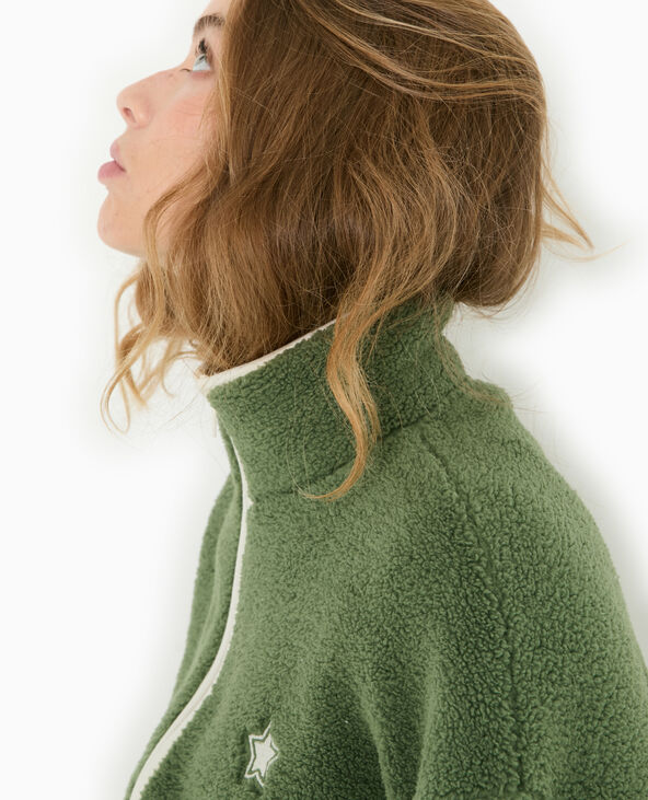 Veste en polaire ultra douce avec bords contrastés vert kaki - Pimkie