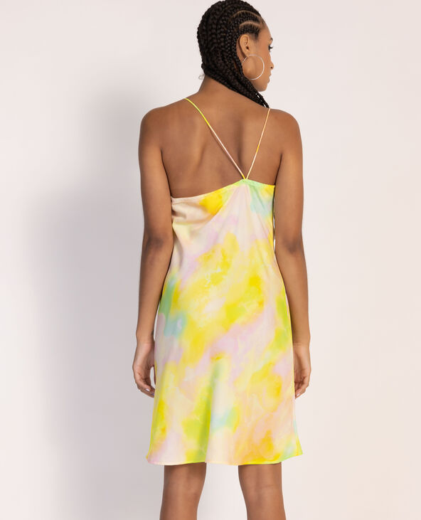 Robe courte asymétrique col bénitier jaune - Pimkie