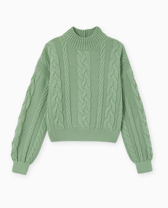 Pull en maille torsadée devant vert - Pimkie