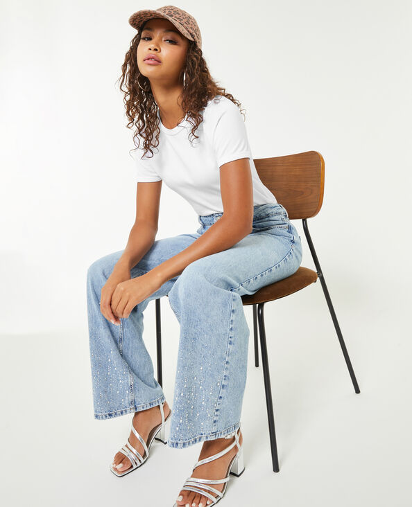 T-shirt col rond blanc - Pimkie