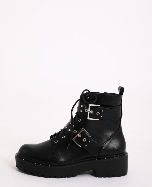 Boots rock à sangles noir - Pimkie