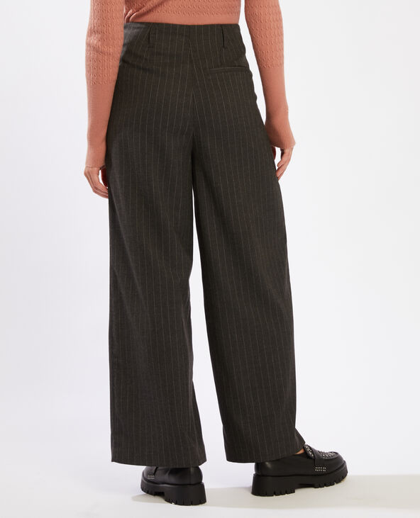 Pantalon large gris chiné - Pimkie