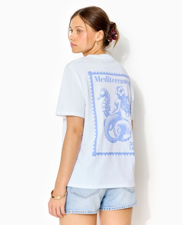 T-shirt oversize print poitrine et dos blanc - Pimkie
