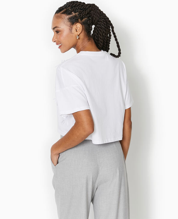 T-shirt court avec nœuds blanc - Pimkie