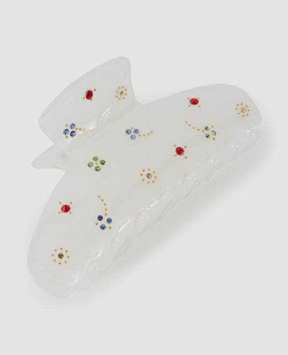 Pince crocodile avec strass blanc - Pimkie