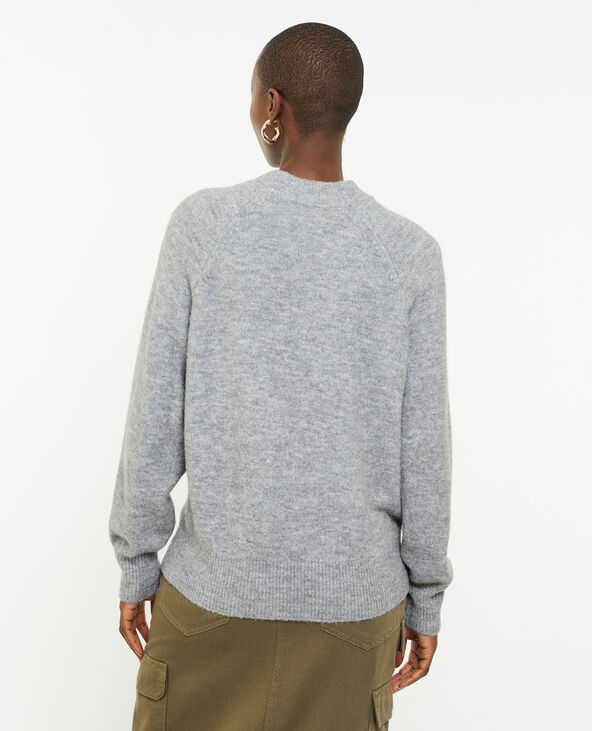 Pull col rond avec laine gris foncé - Pimkie