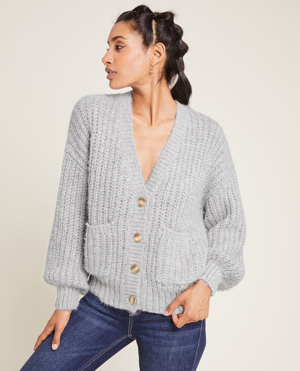 Gilet en grosses mailles gris chiné - Pimkie
