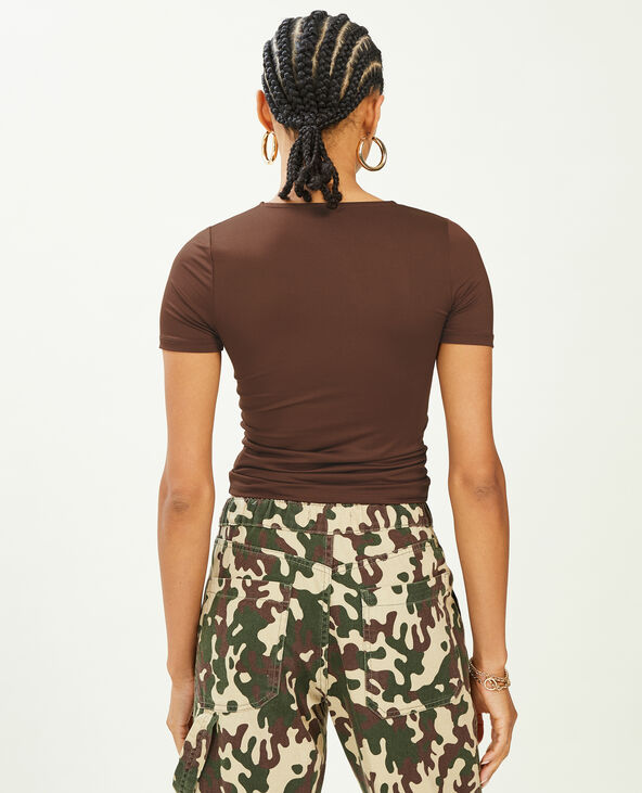 Top avec découpe et liens coulissés marron - Pimkie