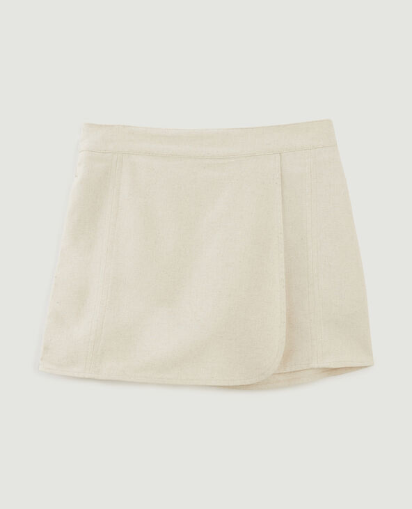 Jupe-short en toile avec lin écru - Pimkie