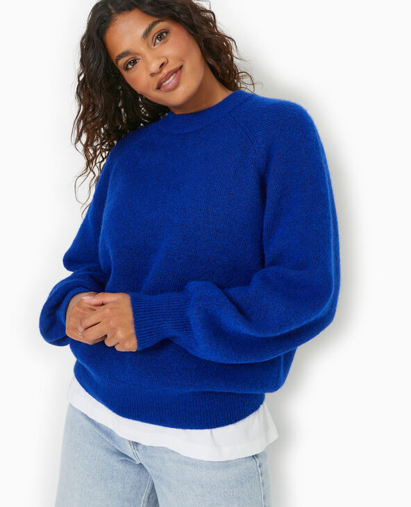 Pull oversize col rond manches raglan bleu électrique - Pimkie