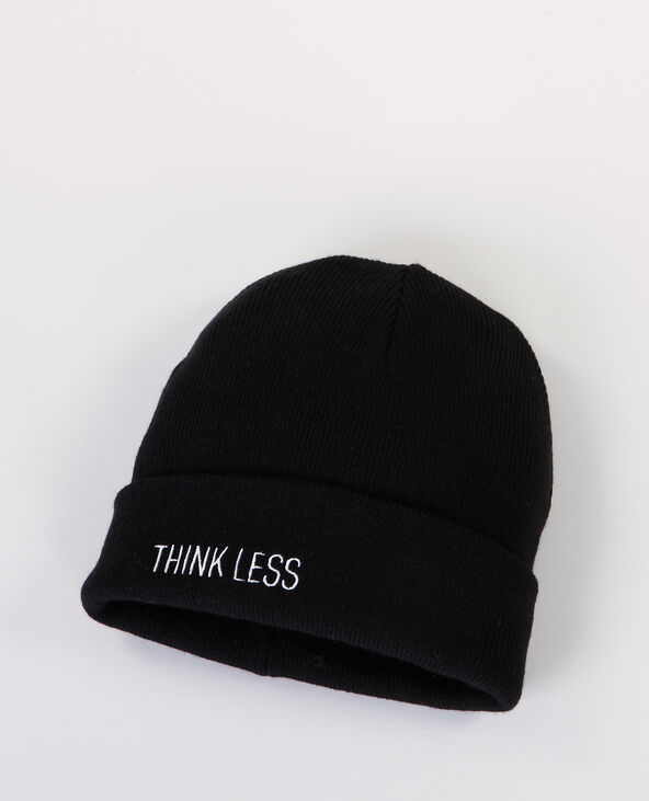 Bonnet message brodé noir - Pimkie