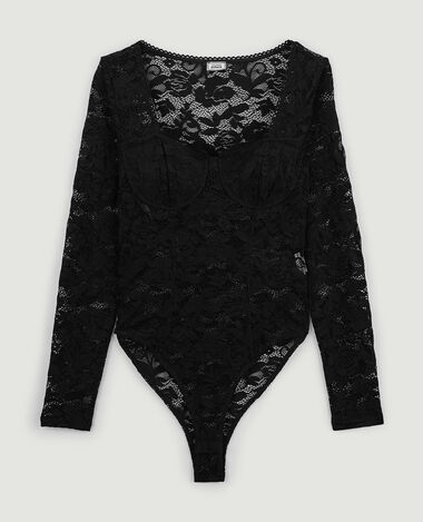 Body dentelle manches longues noir - Pimkie