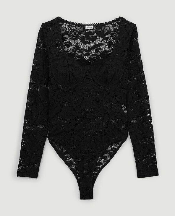 Body dentelle manches longues