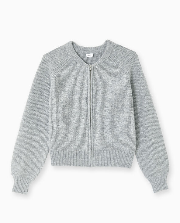 Gilet zippé en maille gris chiné - Pimkie