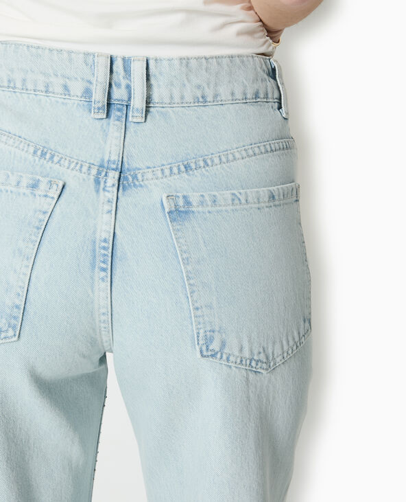 Jean straight taille haute avec strass devant bleu - Pimkie