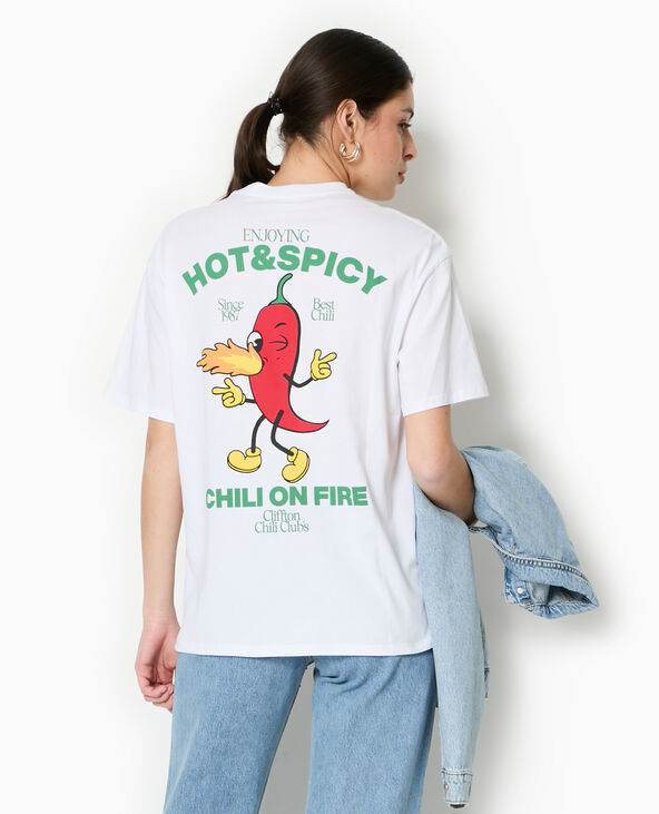 T-shirt oversize avec print devant et dos blanc - Pimkie