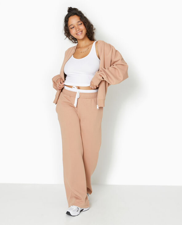 Sweat molleton zippé forme bomber taupe - Pimkie