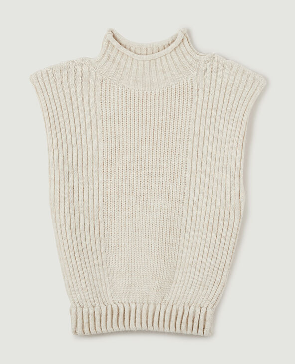 Pull sans manche avec col montant sable - Pimkie