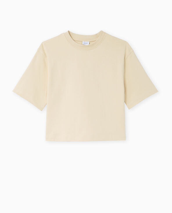 T-shirt ample et court beige - Pimkie