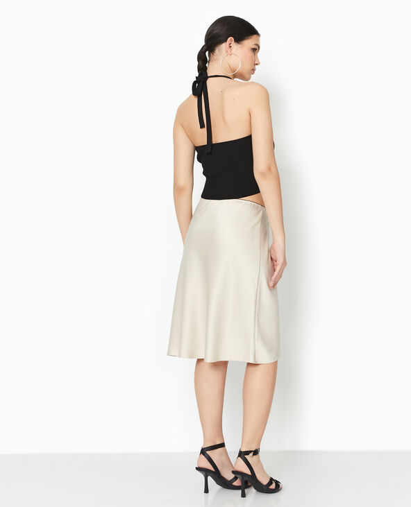 Jupe en satin longueur genoux blanc - Pimkie