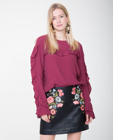 Blouse volantée bordeaux - Pimkie