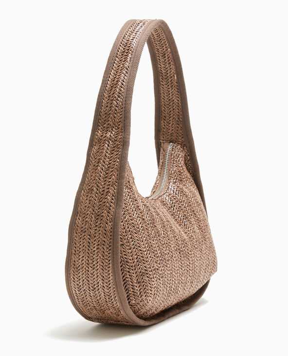 Sac demi-lune en raphia marron - Pimkie