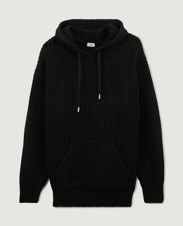 Pull capuche en grosse maille noir - Pimkie