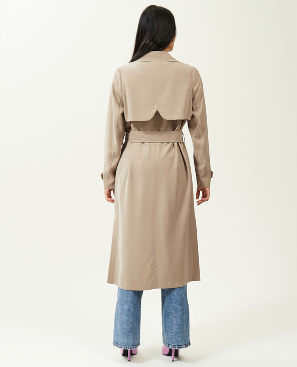 Trench long en tissu fluide écru - Pimkie
