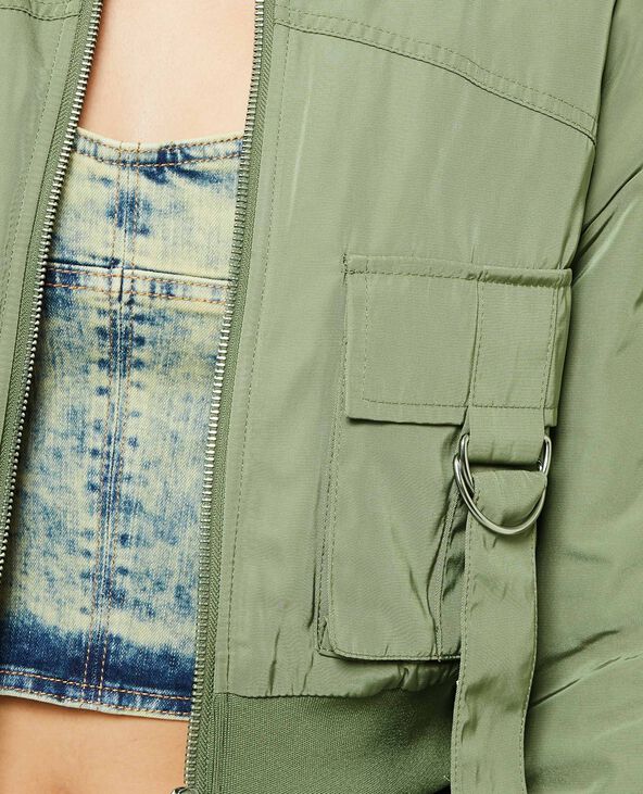 Bomber court avec poches et sangles vert de gris - Pimkie