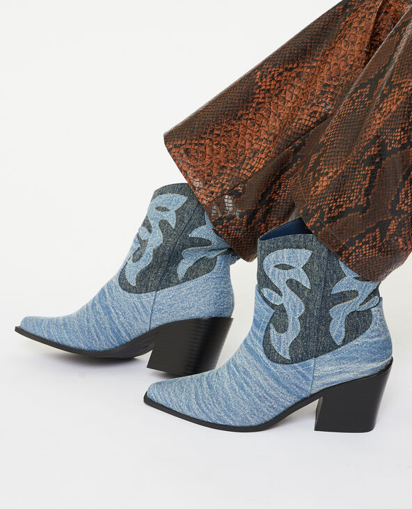 Boots santiags en jean bleu - Pimkie