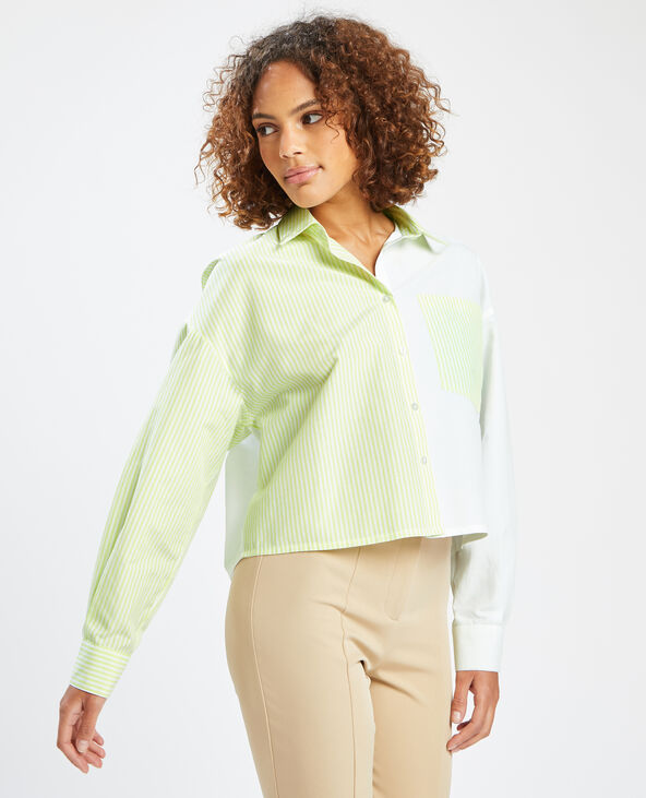 Chemise courte à rayures vert anis - Pimkie