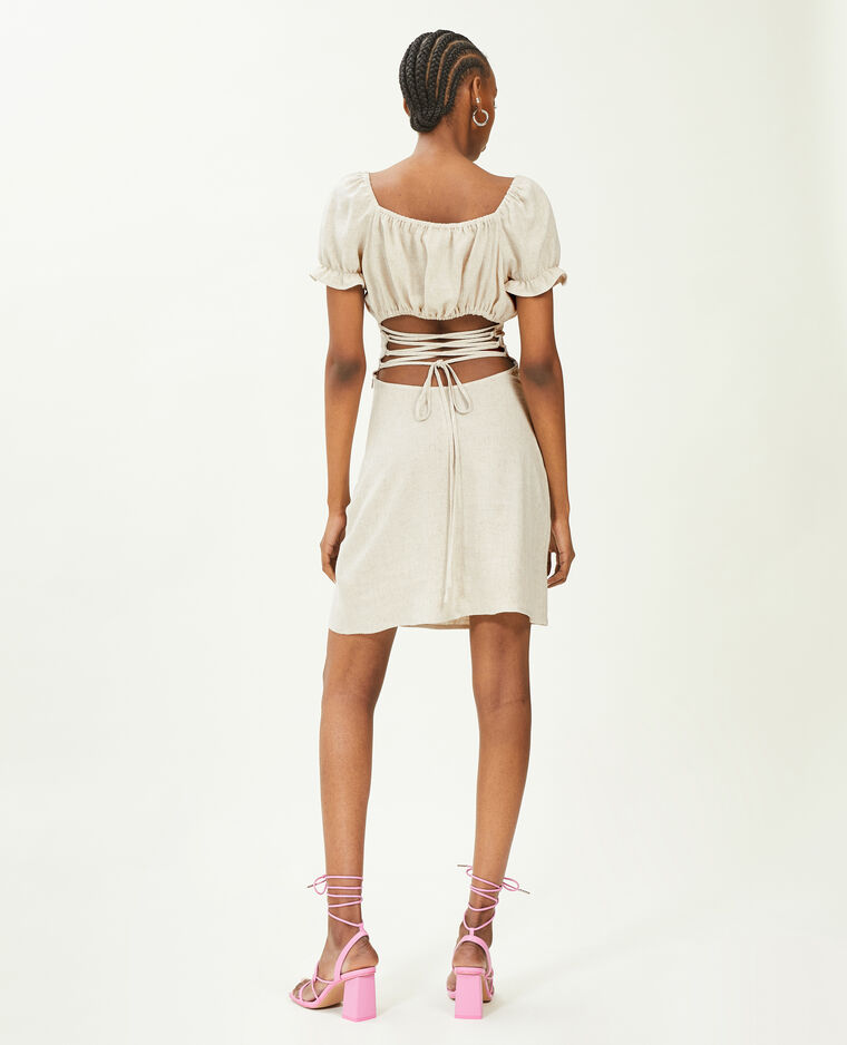 Robe courte dos-nu avec laçage beige - Pimkie