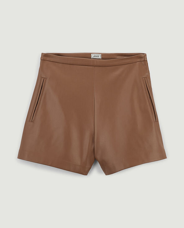 Short taille haute en simili cuir camel - Pimkie