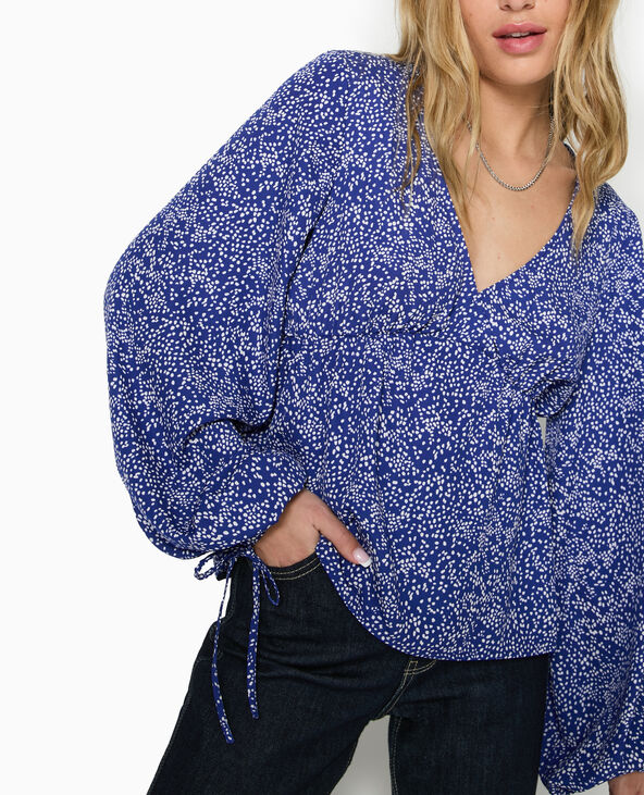 Blouse fluide avec encolure croisée bleu électrique - Pimkie