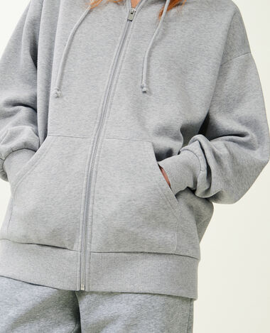 Sweat zippé oversize avec capuche gris chiné - Pimkie