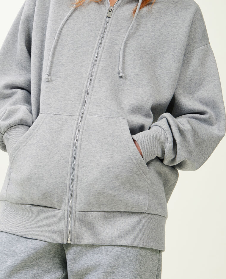 Sweat zippé oversize avec capuche gris chiné - Pimkie