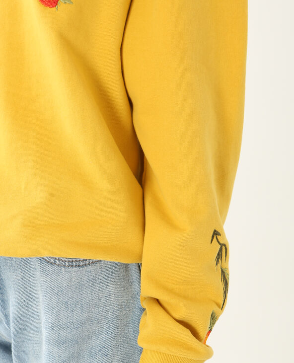 Sweat à capuche brodé jaune ocre - Pimkie