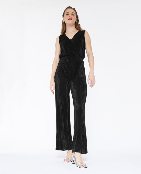 Combipantalon en tissu plissé noir - Pimkie