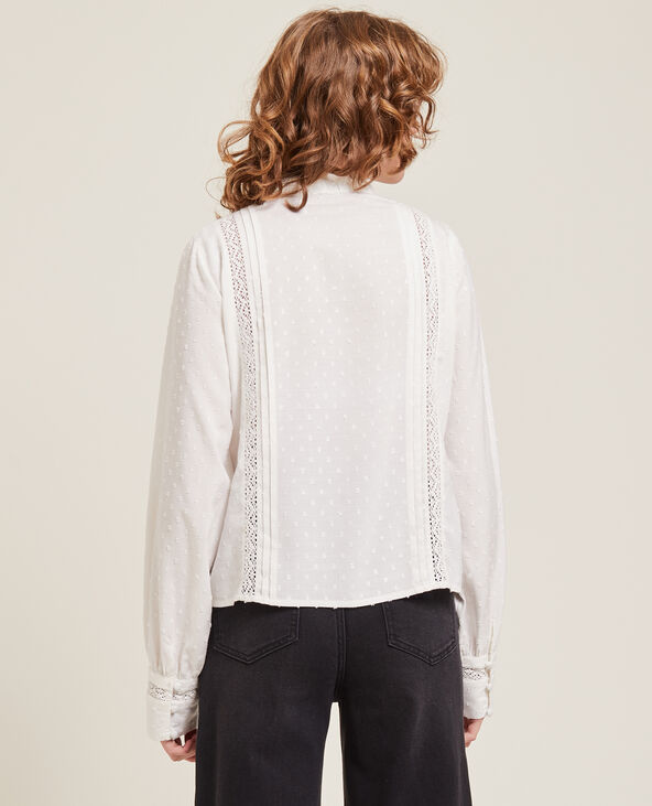 Blouse dentelle et plumetis blanc - Pimkie