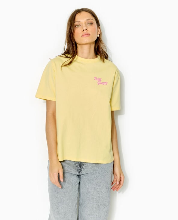 T-shirt oversize avec print poitrine et dos jaune - Pimkie