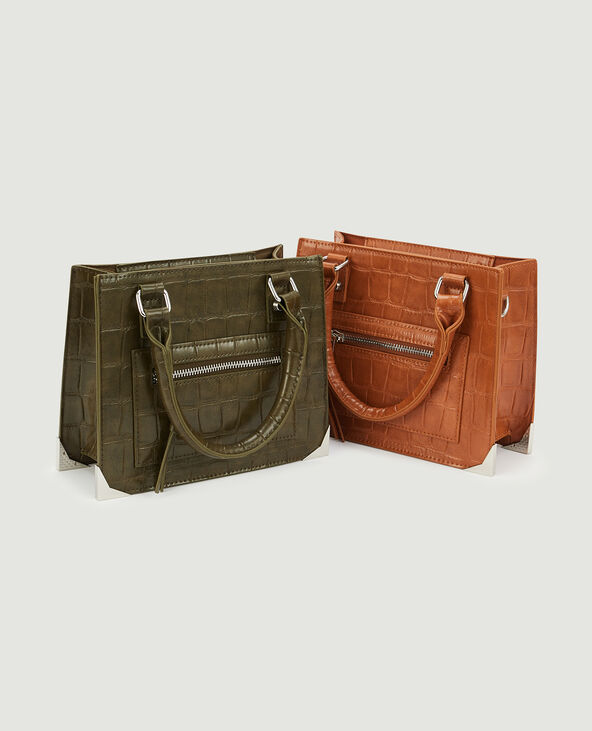 Sac boxy effet croco avec chaîne vert kaki - Pimkie