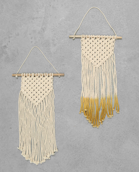 Mini tapisserie murale macramé blanc - Pimkie