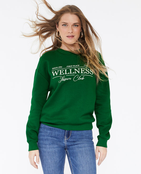 Sweat col rond imprimé vert - Pimkie