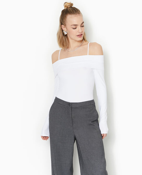 Body manches longues encolure Bardot blanc - Pimkie