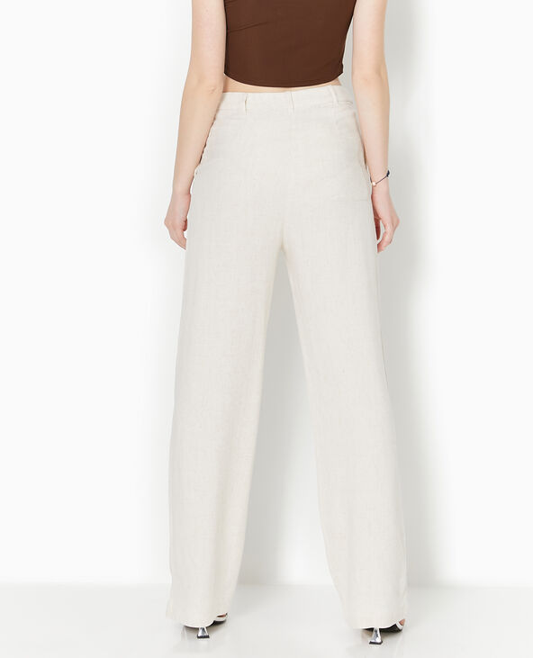 Pantalon droit avec lin blanc - Pimkie
