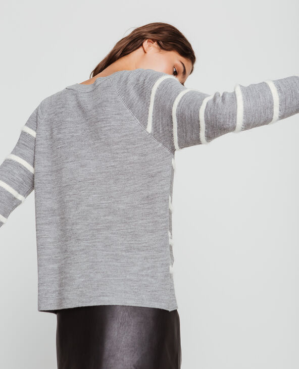 Pull à rayures gris chiné - Pimkie