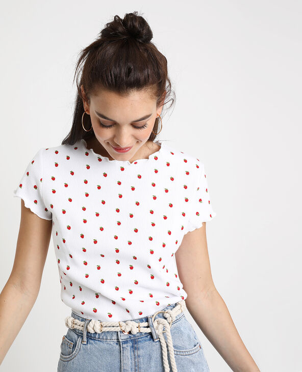 T-shirt à fraises blanc - Pimkie